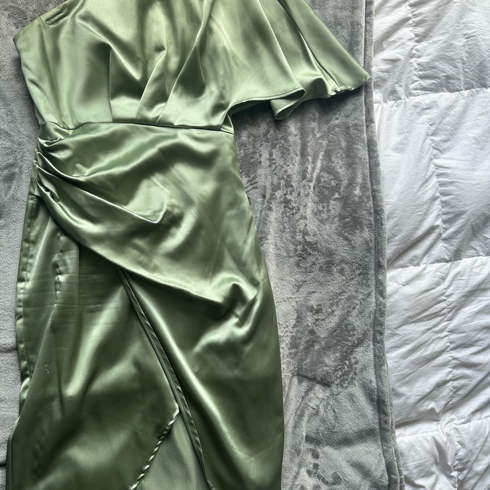 Elegant Green Satin Dress